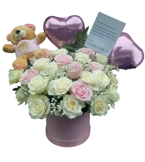 lara-bunga-box-special-gift-dari-athaya-bertema-cinta-dengan-rangkaian-bunga-mawar-balon-cinta-dan-teddy-bear