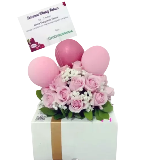 parcel-cake-flowers-dari-athaya-dengan-kombinasi-bunga-mawar-bunga-baby-breath,-balon-dan-cake-the-harvest-20x30-triple-coklat-tiramisu-black-forest-red-velvet