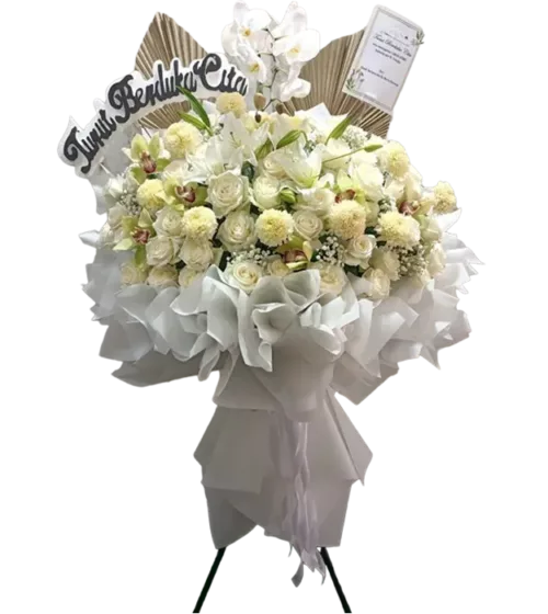tamara-standing-flower-dari-athaya-dengan-rangkaian-bunga-mawar-putih-satu-tangkai-anggrek-bulan-anggrek-cymbidium-lily-bunga-pompom-dan-baby-breath