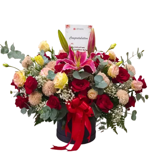 leslie-bunga-box-dari-athaya-dengan-rangkaian-bunga-casablanca-mawar-pom-pom-baby-breath-carnation