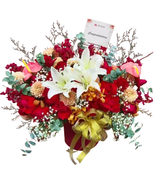lucille-bunga-box-dari-athaya-dengan-rangkaian-bunga-mawar-lily-pom-pom-baby-breath-caspea